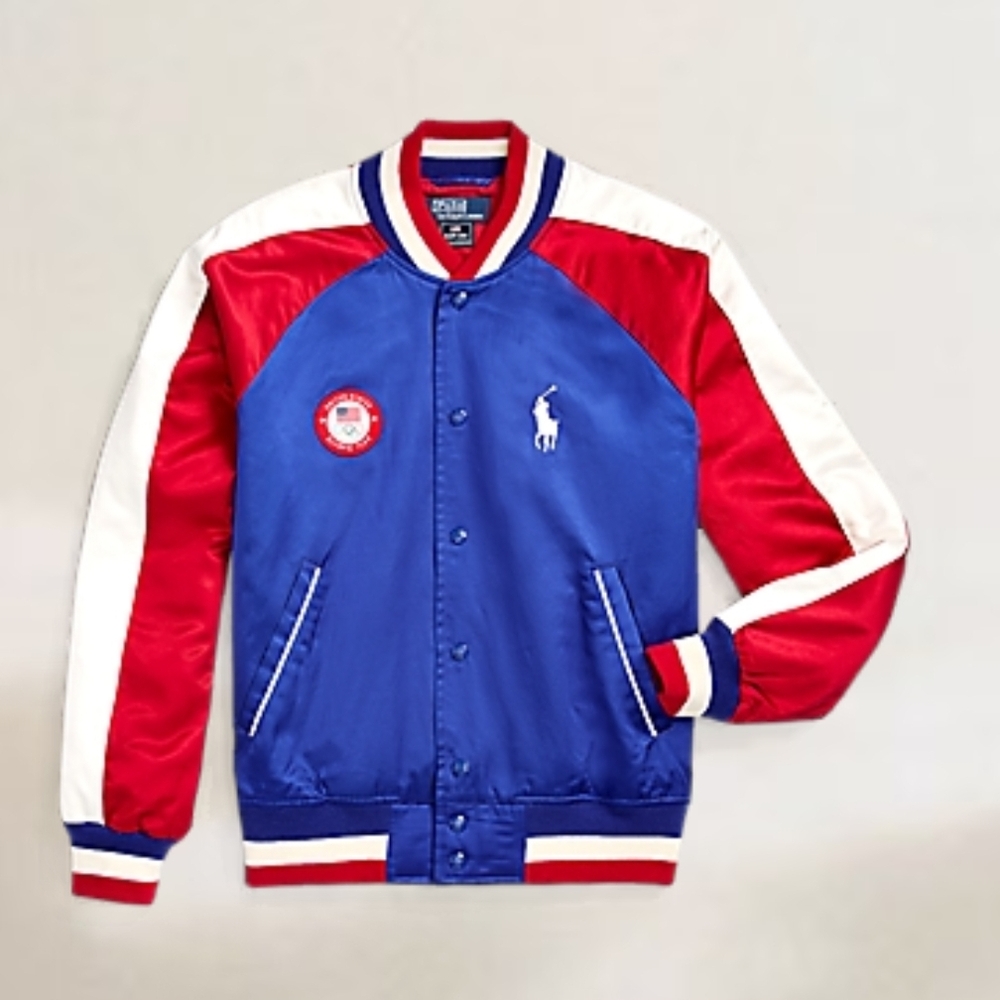 Polo Ralph Lauren Men's Red, Blue, and White Bomber Jacket